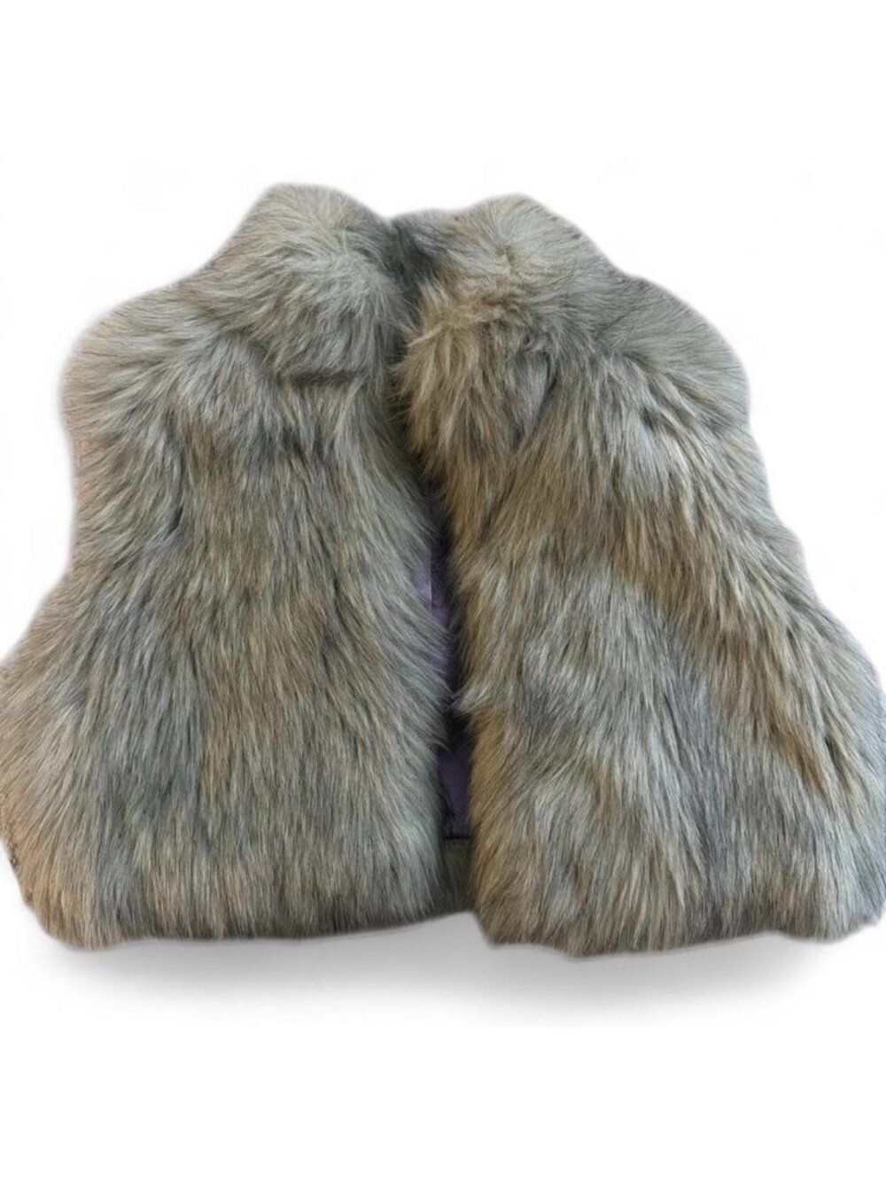 Faux fur gray brown vest xs cozy winter wonderland